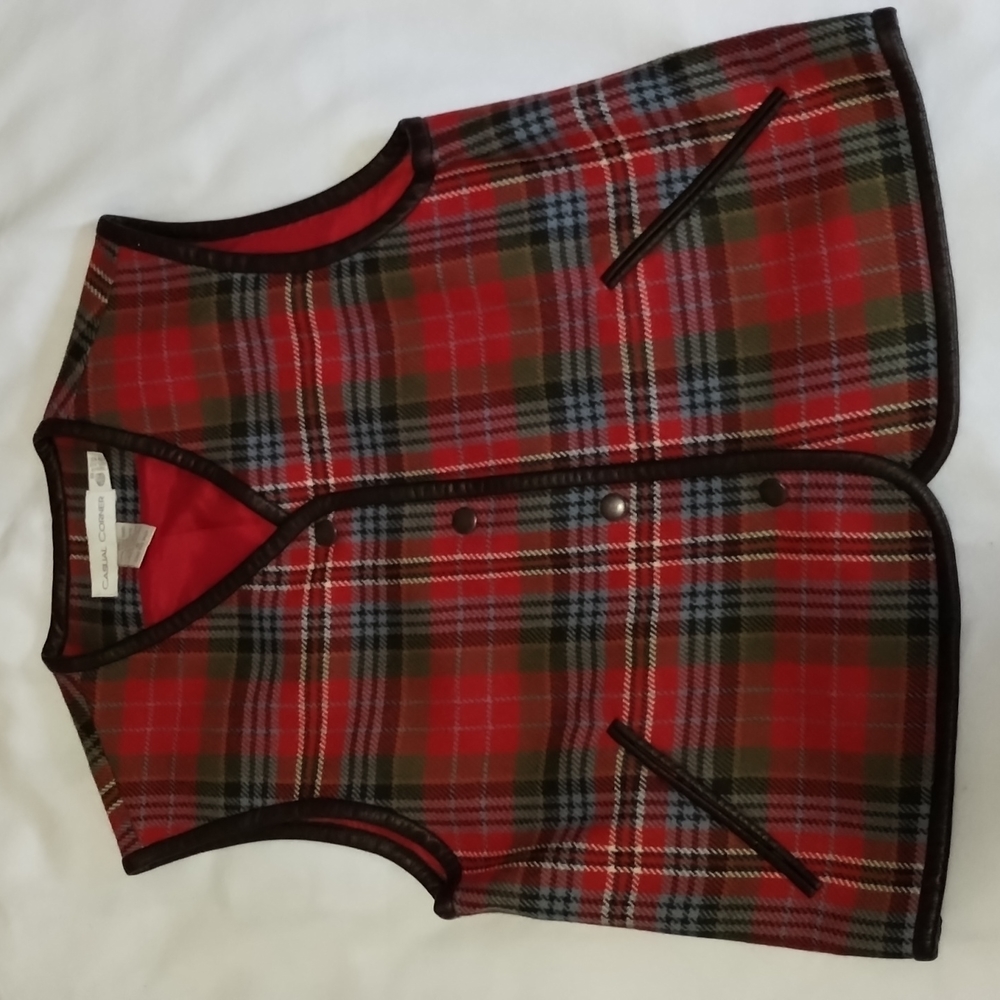 Vintage Casual Corner 100% Pure Wool Plaid Vest